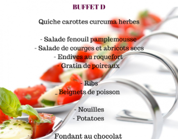 Nouveau : Voici le meu buffet du mois de novembre , 4 choix , frais , de saison