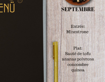 Nouveauté: voici le menu du mois de septembre végétal : de l'entrée au dessert 