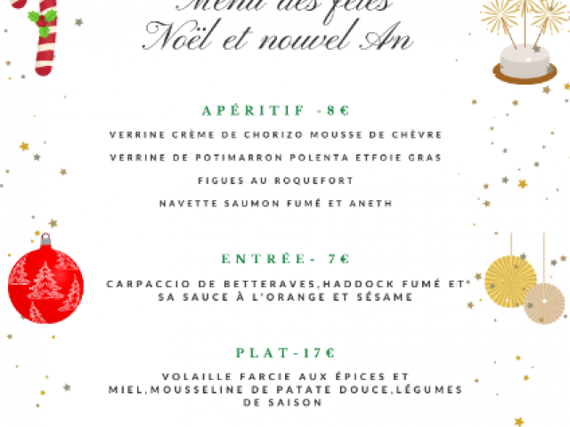 Les fêtes de fin d'année arrivent à grand pas . Voici ici , les menus 